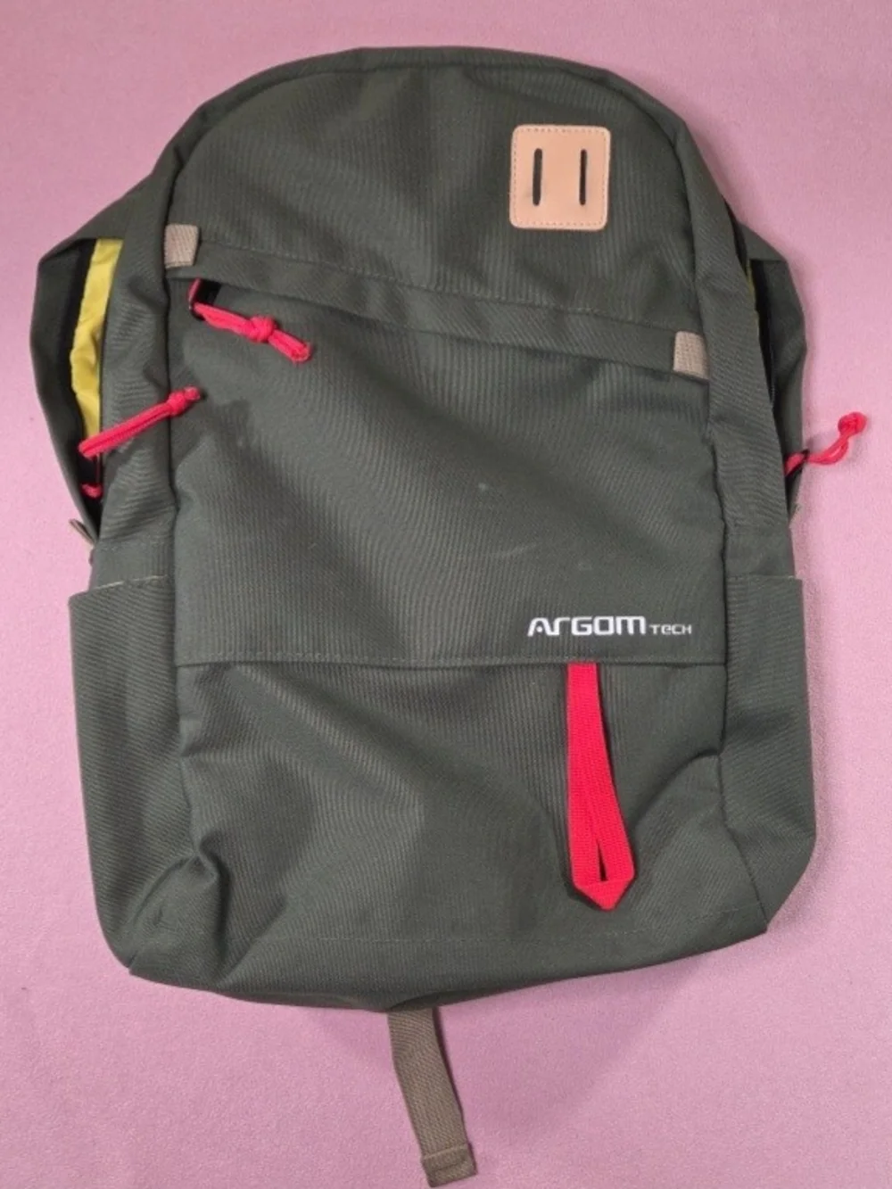 Men's Gray Backpack with Red Accents